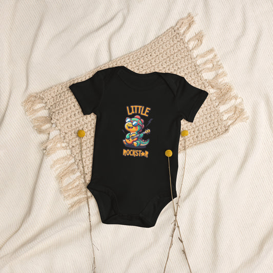 Organic cotton baby bodysuit little rockstar