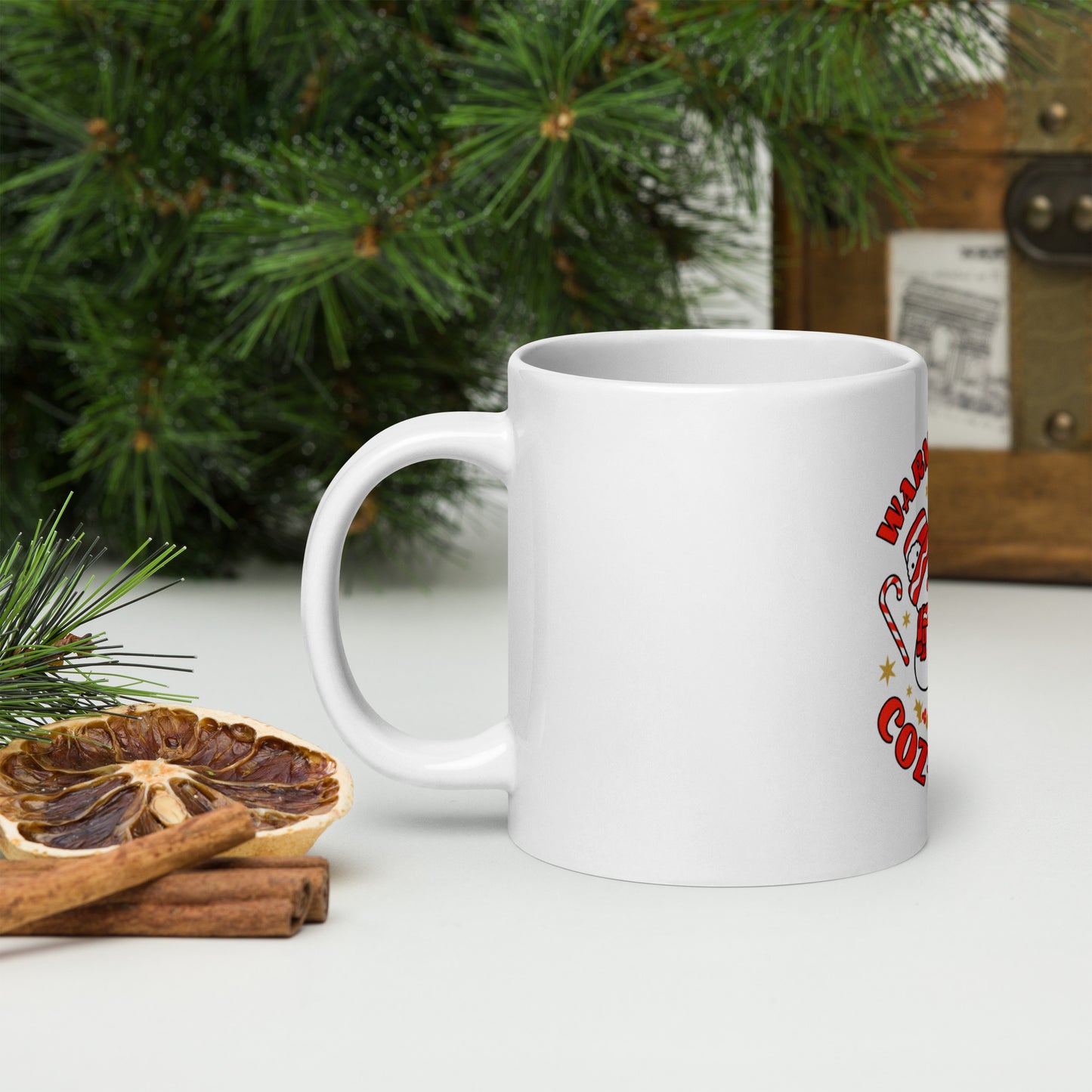 White glossy snowman mug